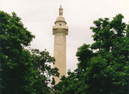 Washington Monument (the first memorial honoring George Washington, built in 1829) on Historic Charles Street in Mount Vernon Baltimore MD